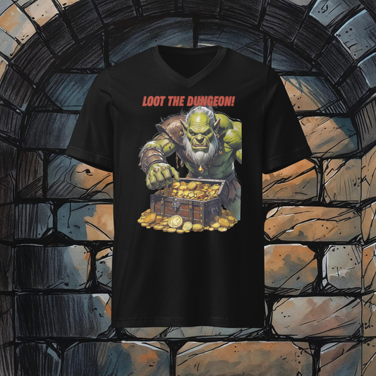 Loot the Dungeon (Before It Loots You!) Unisex V-neck T-shirt